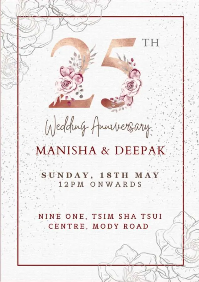 25th Wedding Anniversary invitation design by Ghanjani Jain