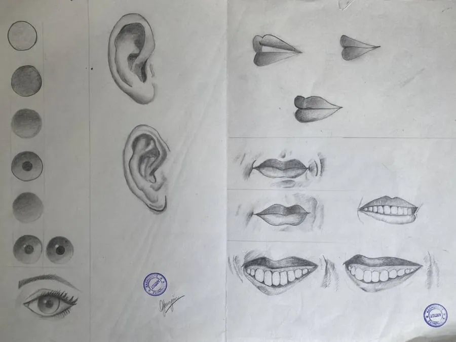 Eyes Ears Lips — pencil sketch by Ghanjani Jain