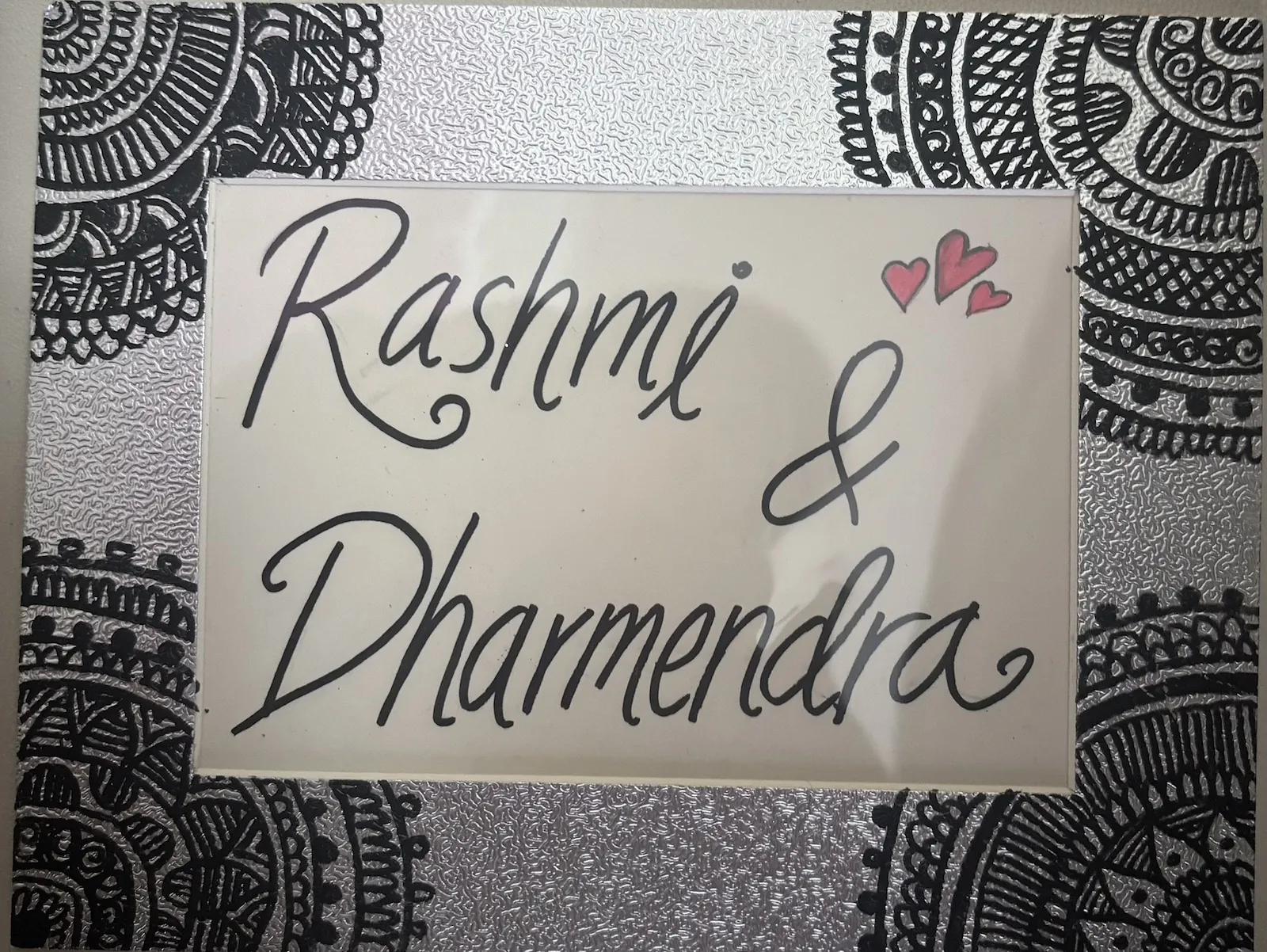 Rashmi & Dharmendra Name Card — hand-illustrated card by Ghanjani Jain