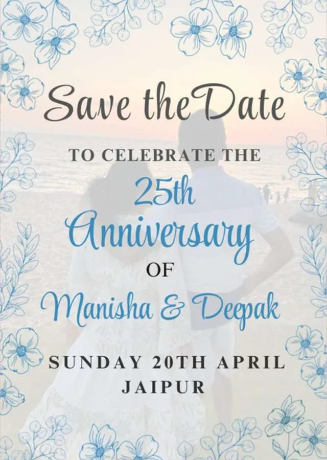 Save the Date Anniversary invitation design by Ghanjani Jain