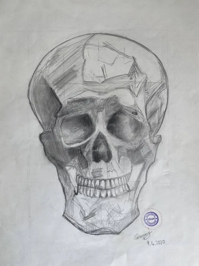 Skull Study — pencil sketch by Ghanjani Jain