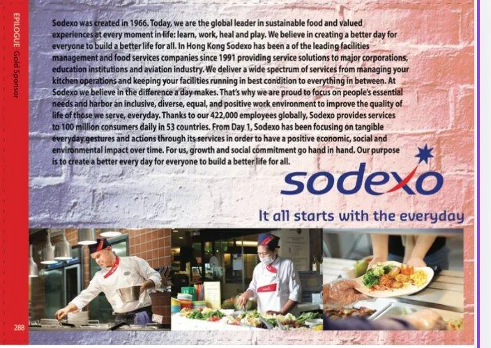 KGV school yearbook page: Sodexo Sponsor Page